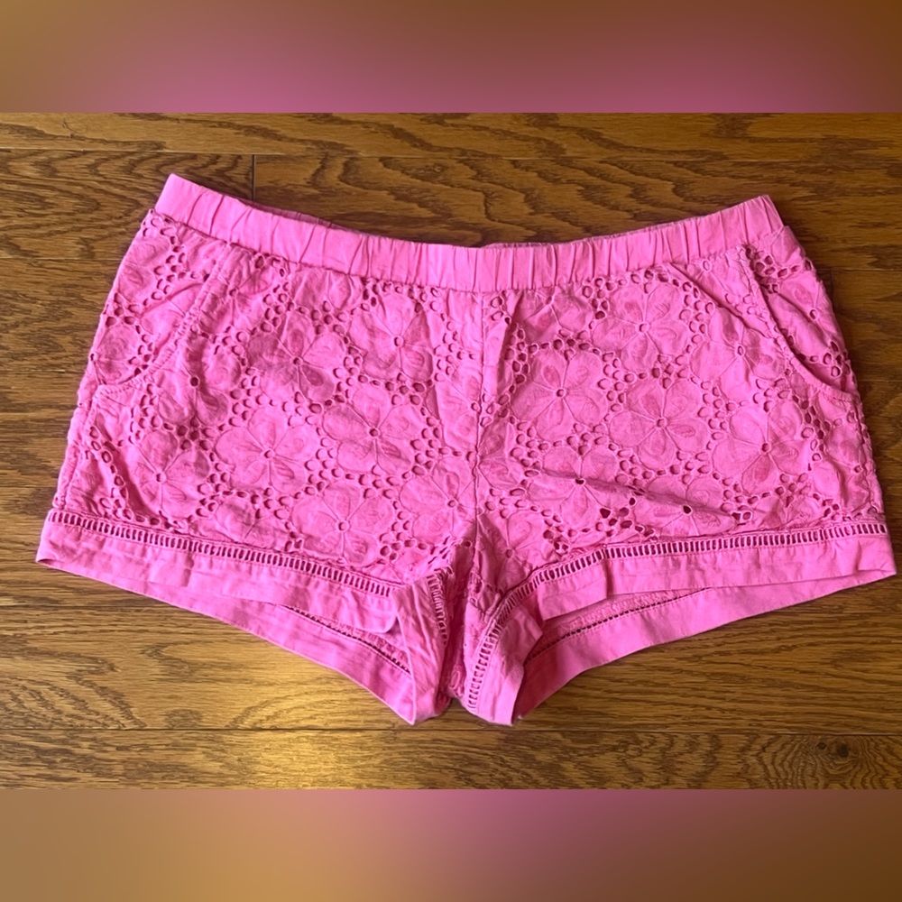 Lily Pulitzer Wixson Floral Eyelet Pull On Short in Pink (XL)